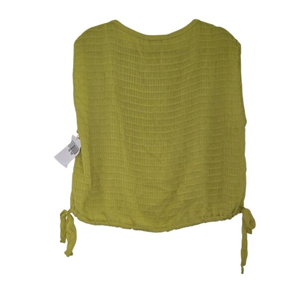 Calvin Klein Womens Textured Lime Green Sleeveless Top With Side Tie Drawstrings - Picture 7 of 7